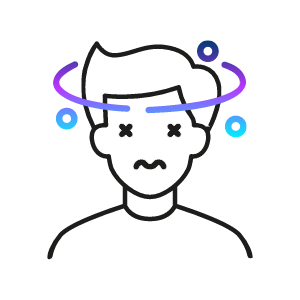 pictogram dat het gevoel van duizeligheid of flauwvallen aangeeft