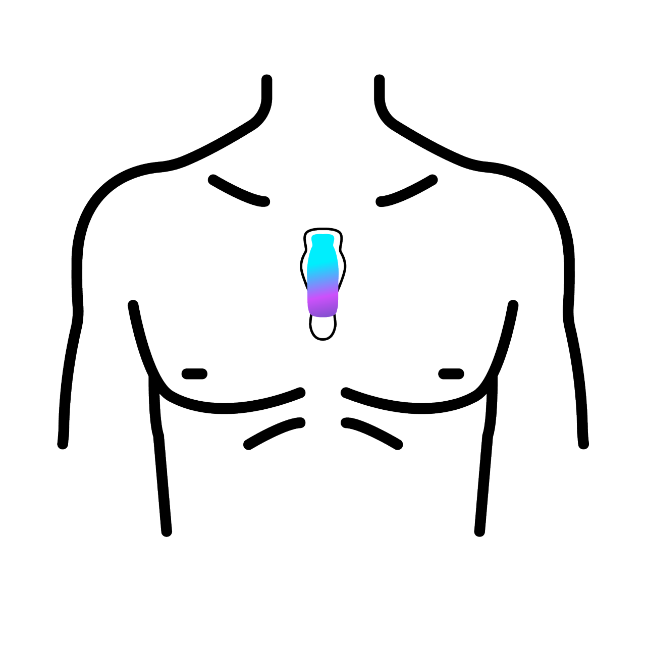 pictogram dat een klein, waterdicht draagbaar apparaat vertegenwoordigt dat de hartactiviteit bijhoudt.