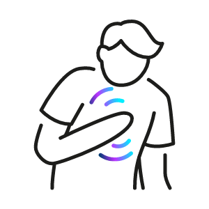 pictogram dat pijn of ongemak op de borst aangeeft